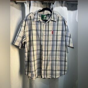 Mecca XL button down short sleeve plaid shirt.
